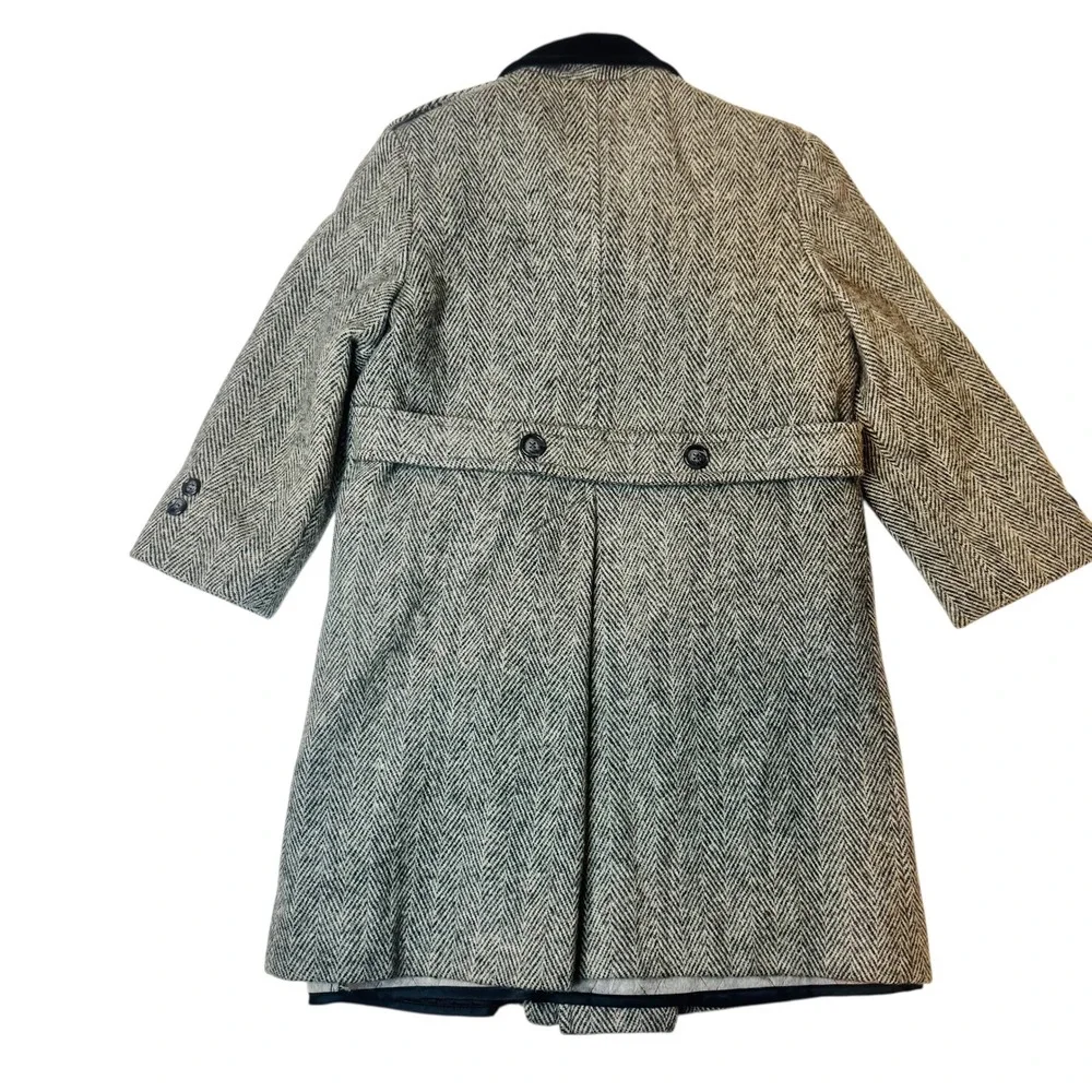 Vtg Girls 6 Fieldstone Clothes Herringbone‎ Double Breasted Wool Blend Overcoat